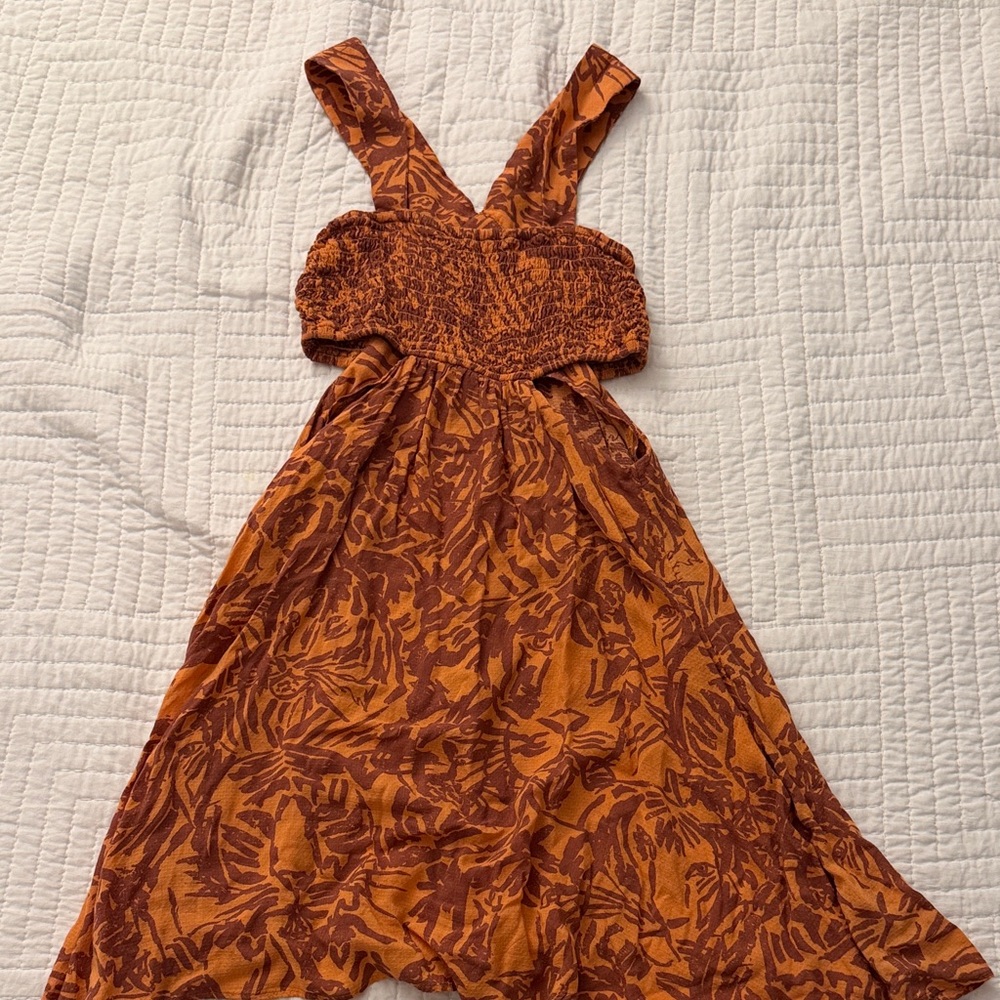 Anthropologie Orange and Brown Mini Dress
